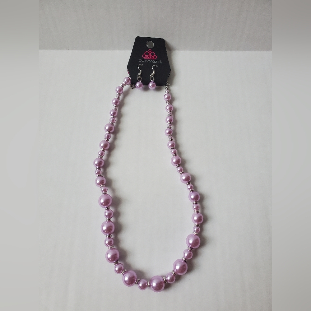 Paparazzi Lavender Beaded Necklace and Earring Set